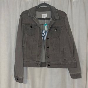 Market & Spruce grey denim jacket 1x fabric is stretchy